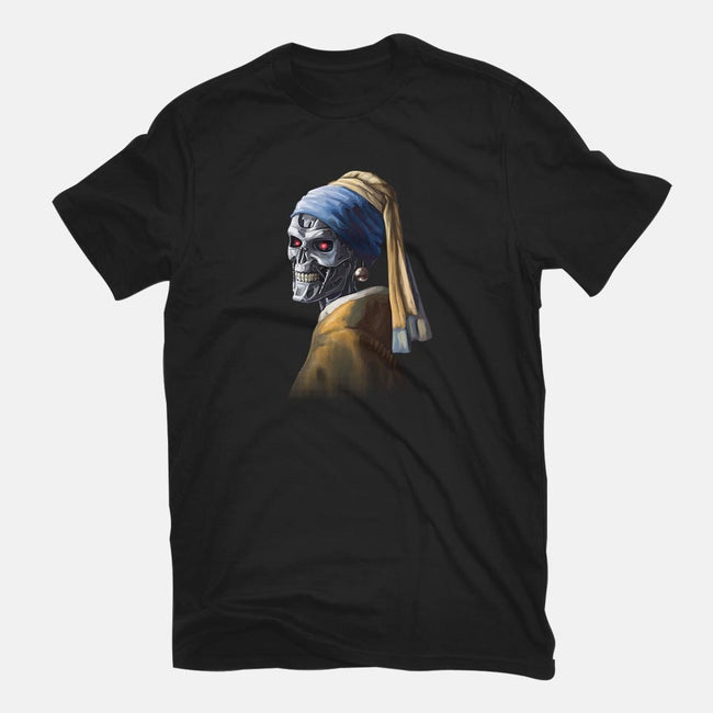 Machine with a Pearl Earring-womens fitted tee-daobiwan
