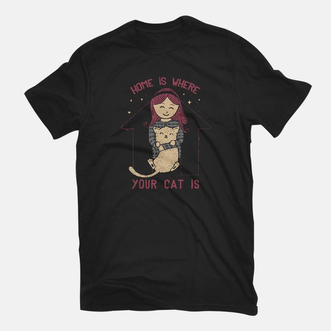 Home Is Where Your Cat Is-womens fitted tee-tobefonseca
