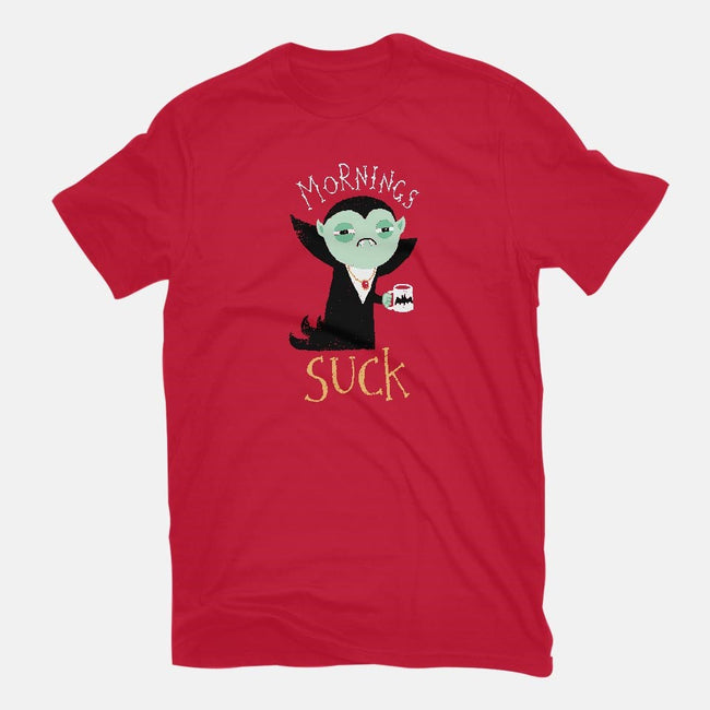 Mornings Suck-womens fitted tee-DinoMike