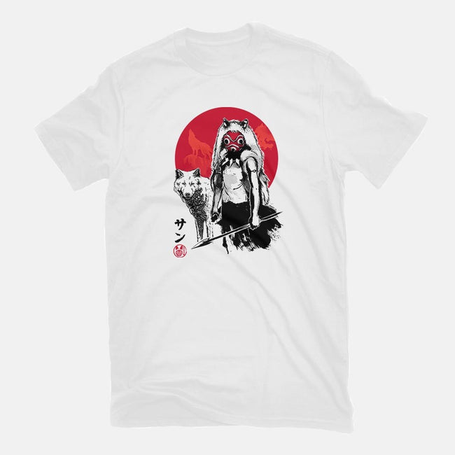 Wolf Girl Sumi-e-womens fitted tee-DrMonekers
