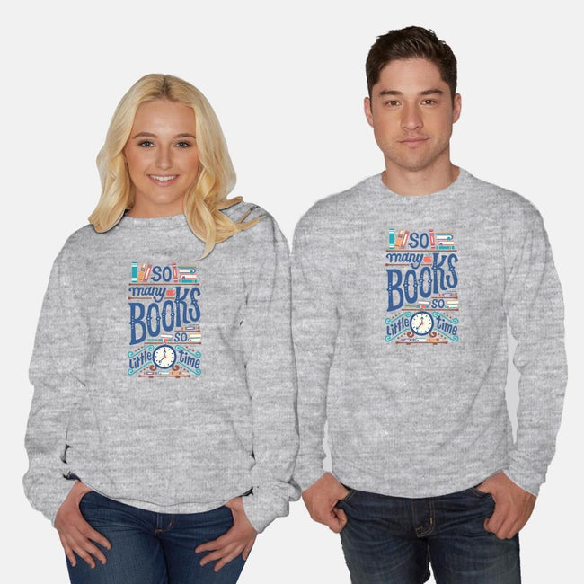 So Many Books-unisex crew neck sweatshirt-risarodil