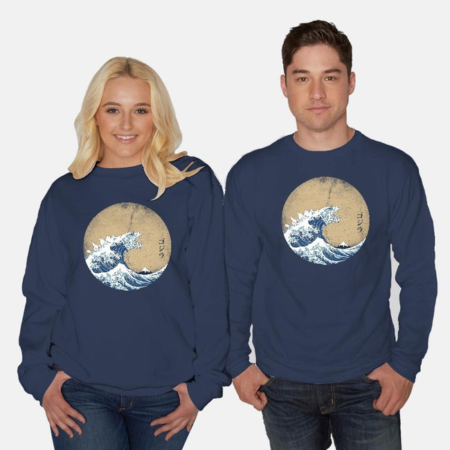 Hokusai Gojira-unisex crew neck sweatshirt-Mdk7