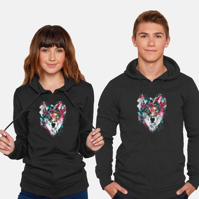 Watercolor Wolf-unisex pullover sweatshirt-RizaPeker