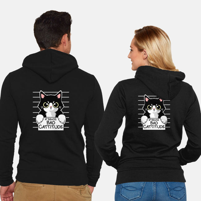 Bad Cattitude-unisex zip-up sweatshirt-NemiMakeit