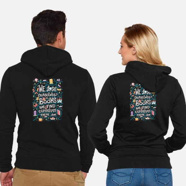 We Lose Ourselves in Books-unisex zip-up sweatshirt-risarodil