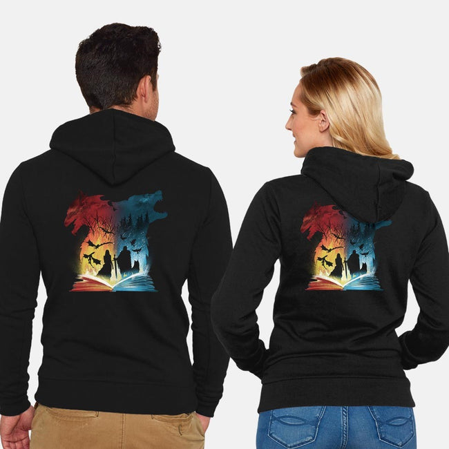 Book of Fire and Ice-unisex zip-up sweatshirt-dandingeroz