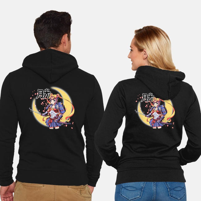 Moon Light Samurai-unisex zip-up sweatshirt-Coinbox Tees