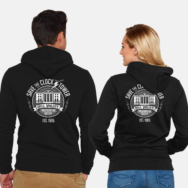 Hill Valley Preservation Society-unisex zip-up sweatshirt-DeepFriedArt