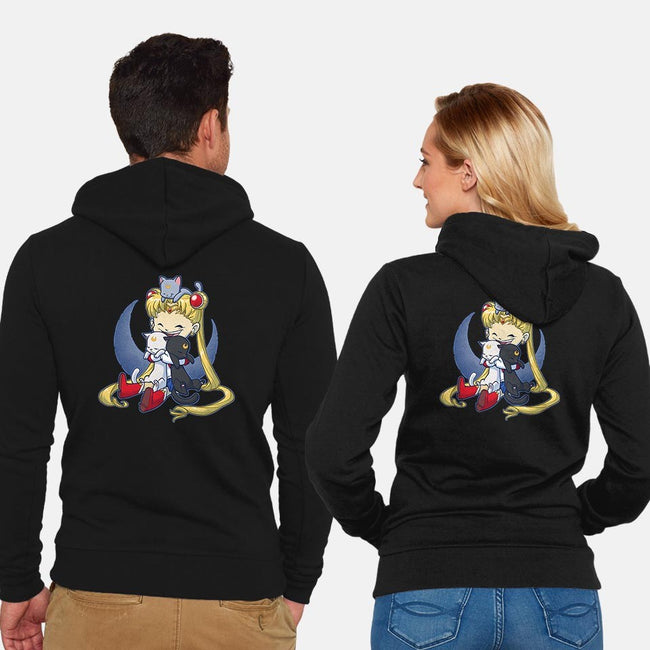 Crazy Moon Cat Lady-unisex zip-up sweatshirt-DoOomcat