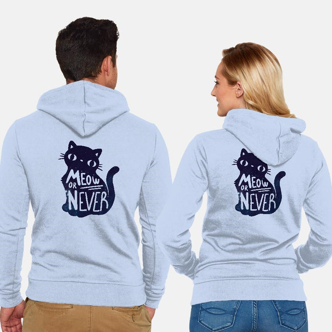 Meow or Never-unisex zip-up sweatshirt-NemiMakeit