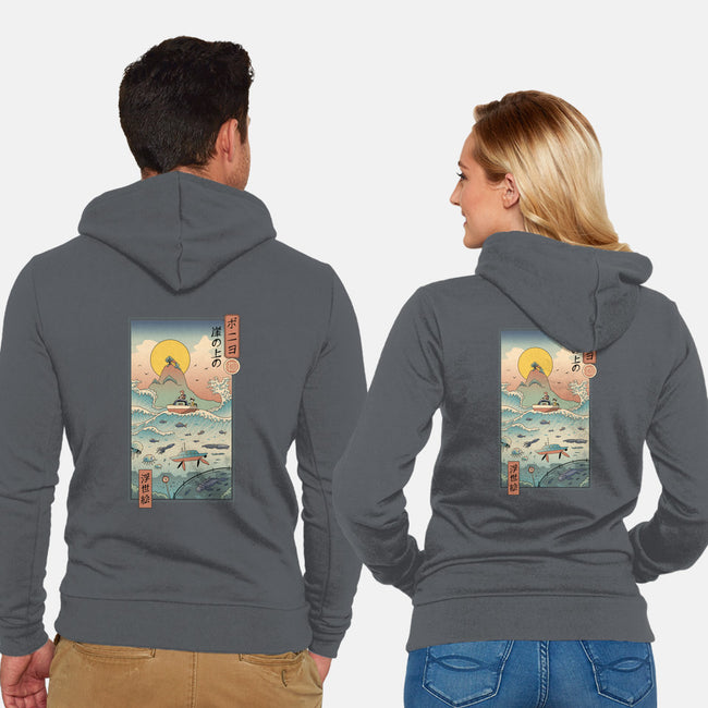 Ukiyo-E By The Sea-unisex zip-up sweatshirt-vp021