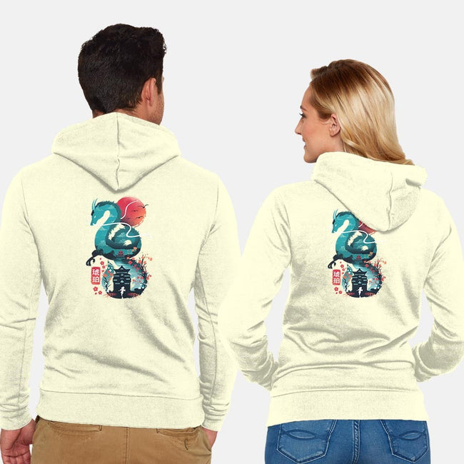 UKIYO E DRAGON-unisex zip-up sweatshirt-dandingeroz