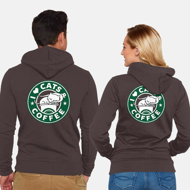I Love Cats and Coffee-unisex zip-up sweatshirt-Boggs Nicolas