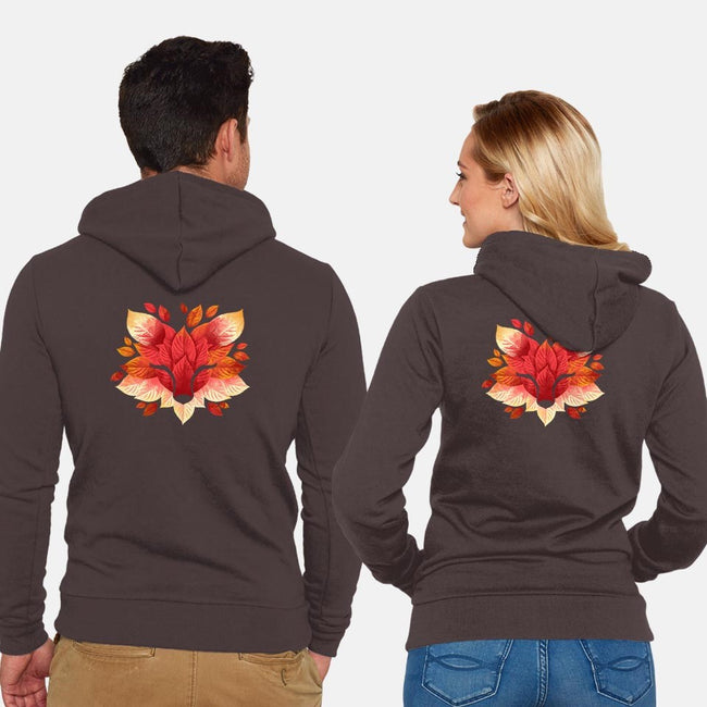 Fox of Leaves-unisex zip-up sweatshirt-NemiMakeit