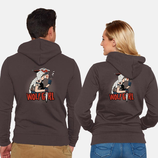 Wolf Girl-unisex zip-up sweatshirt-beware1984