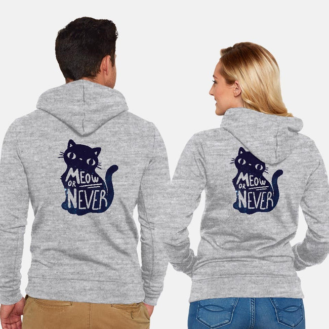 Meow or Never-unisex zip-up sweatshirt-NemiMakeit