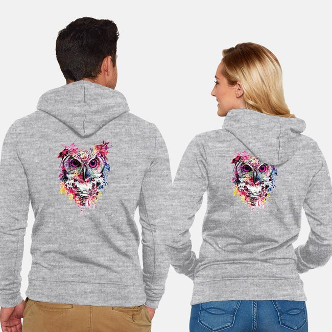 Watercolor Owl-unisex zip-up sweatshirt-RizaPeker