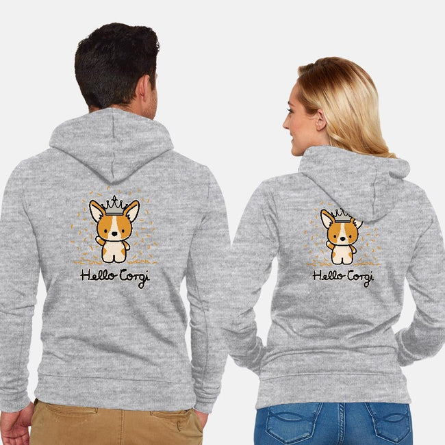 Hello Corgi-unisex zip-up sweatshirt-CorinnaSchlachter