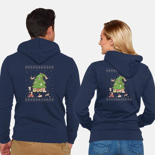 Purrrfect Christmas-unisex zip-up sweatshirt-LiRoVi