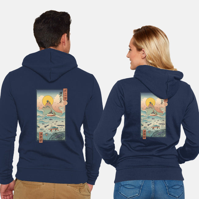 Ukiyo-E By The Sea-unisex zip-up sweatshirt-vp021