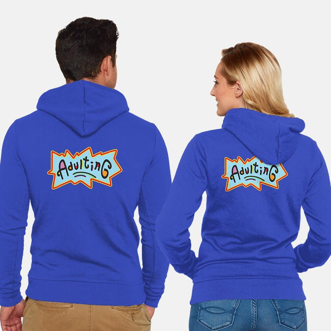 Adulting-unisex zip-up sweatshirt-FreshFleur