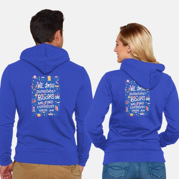 We Lose Ourselves in Books-unisex zip-up sweatshirt-risarodil