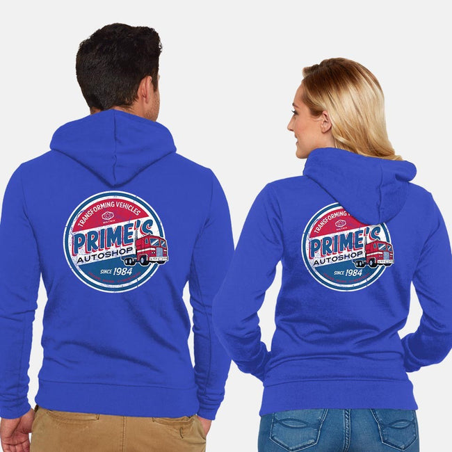 Prime's Autoshop-unisex zip-up sweatshirt-Nemons