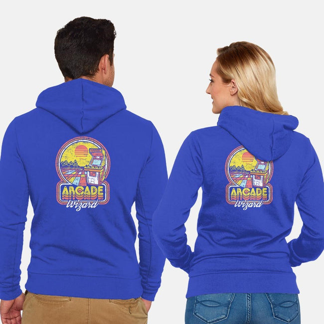Arcade Wizardry-unisex zip-up sweatshirt-artlahdesigns