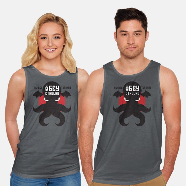 Refuse Tyranny, Obey Cthulhu-unisex basic tank-Retro Review