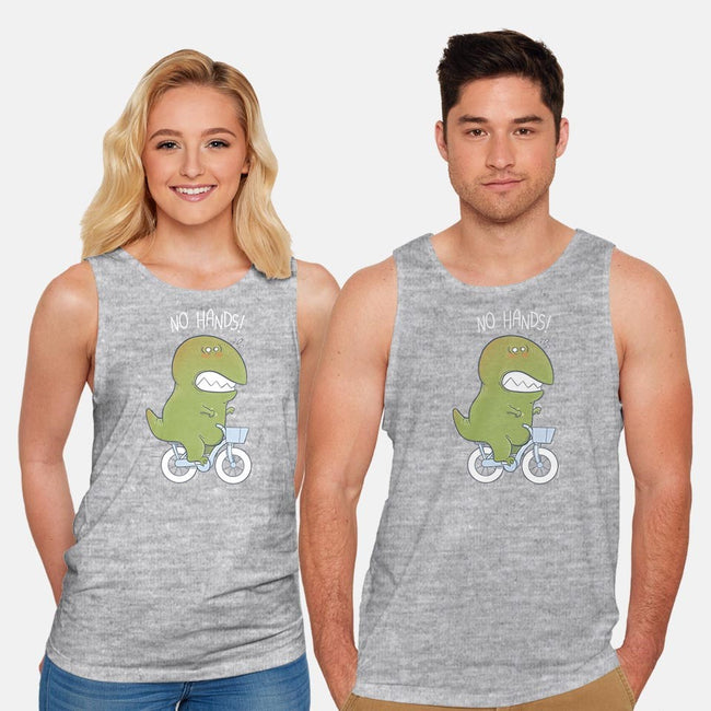T-Rex Tries Biking-unisex basic tank-queenmob