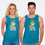 T-Rex Tries Biking-unisex basic tank-queenmob