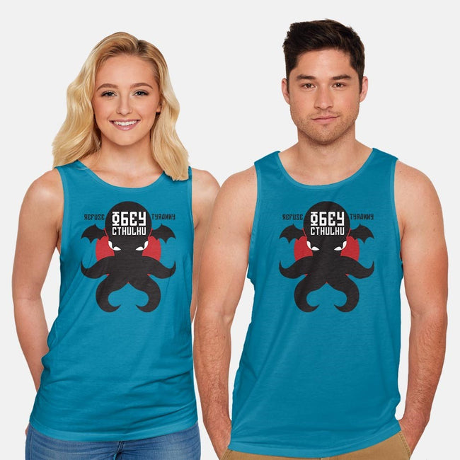 Refuse Tyranny, Obey Cthulhu-unisex basic tank-Retro Review