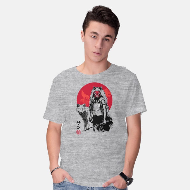 Wolf Girl Sumi-e-mens basic tee-DrMonekers