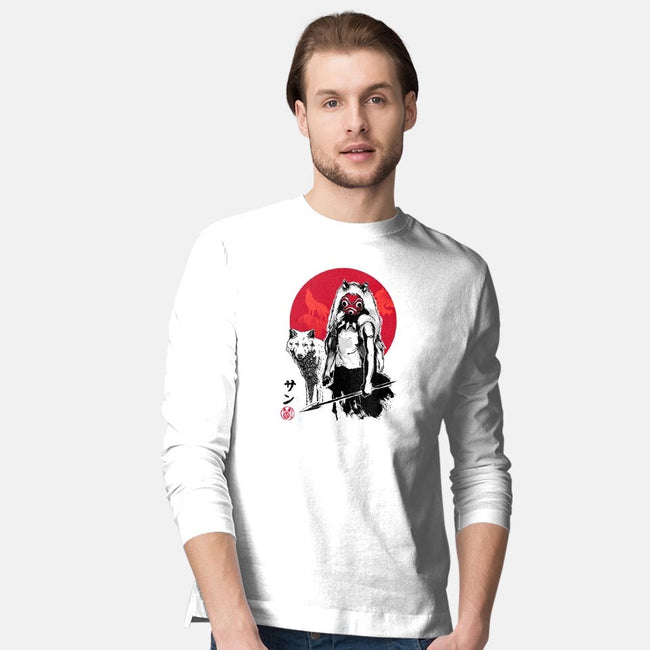 Wolf Girl Sumi-e-mens long sleeved tee-DrMonekers