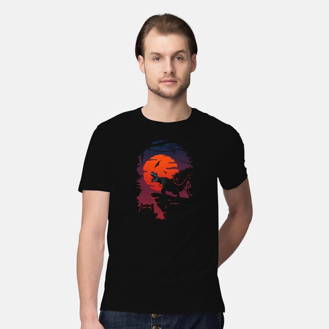 Dino Park Sunset-mens premium tee-Guillercraist