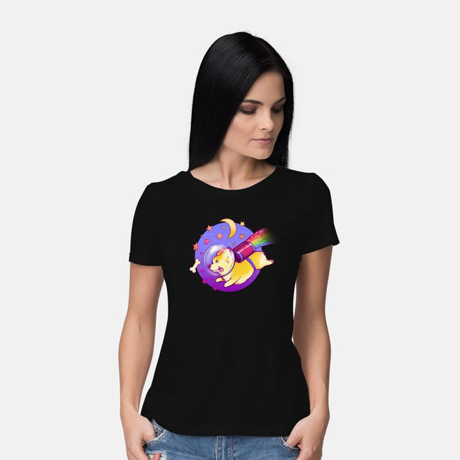 Space Corgi-womens basic tee-MeganLara