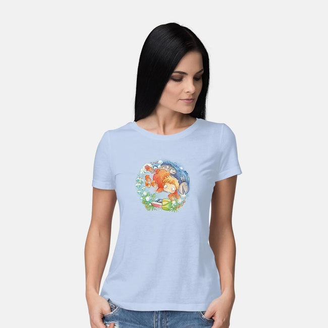 Sea Sisters-womens basic tee-littlebird.bigwolf