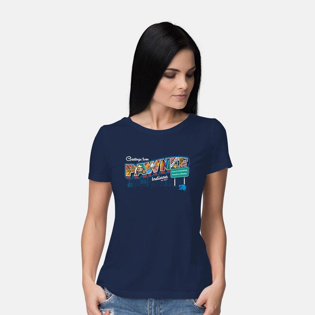 Greetings From Pawnee-womens basic tee-Bamboota
