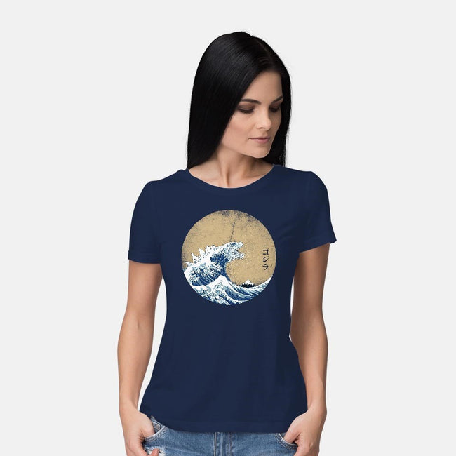 Hokusai Gojira-womens basic tee-Mdk7