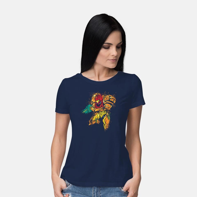 Splattered Bounty Hunter-womens basic tee-DrMonekers