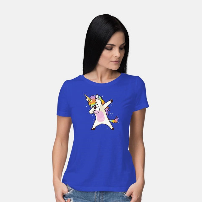 Dabbing Unicorn-womens basic tee-vomaria
