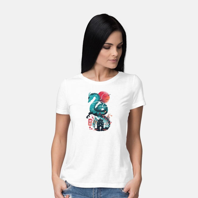 UKIYO E DRAGON-womens basic tee-dandingeroz
