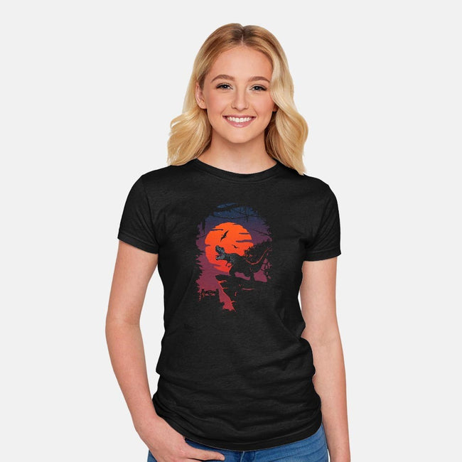 Dino Park Sunset-womens fitted tee-Guillercraist