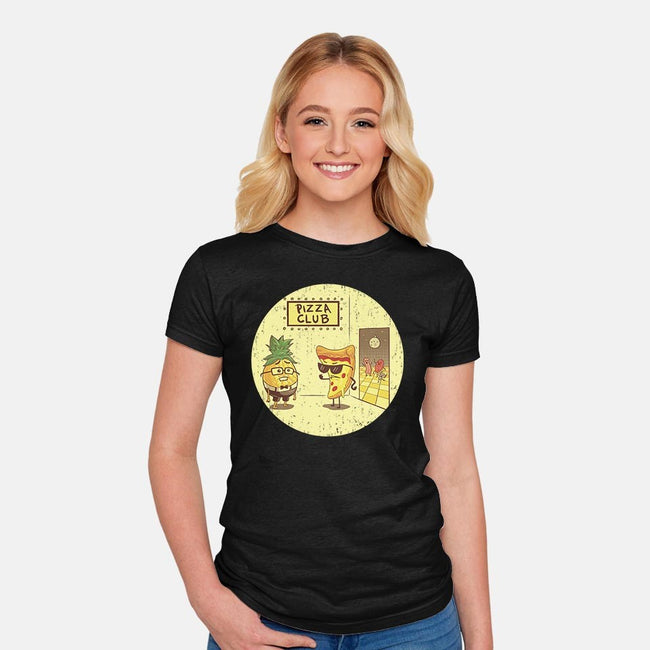 Pizza Club-womens fitted tee-Hootbrush