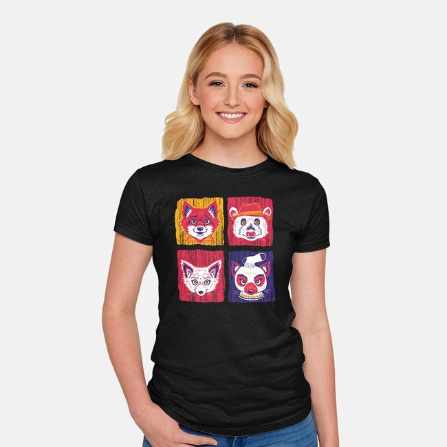 Fantastic Fox Friends-womens fitted tee-Miranda Dressler