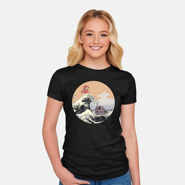 On the Cliff by the Sea-womens fitted tee-leo_queval