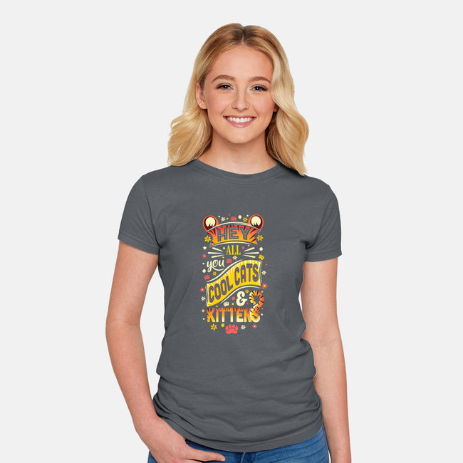 Cool Cats & Kittens-womens fitted tee-MoniWolf
