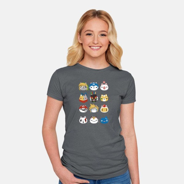 Gamer Cats-womens fitted tee-BlancaVidal