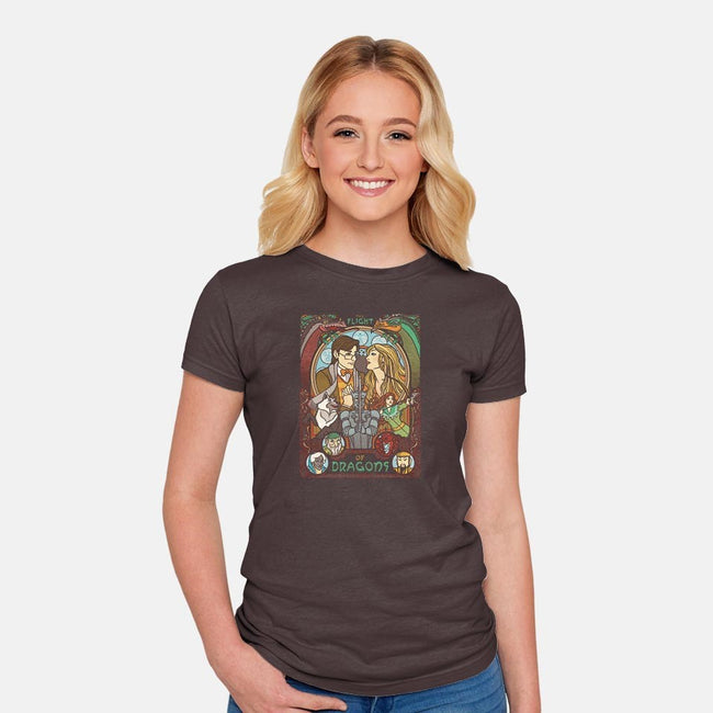 The Flight of Dragons-womens fitted tee-ursulalopez