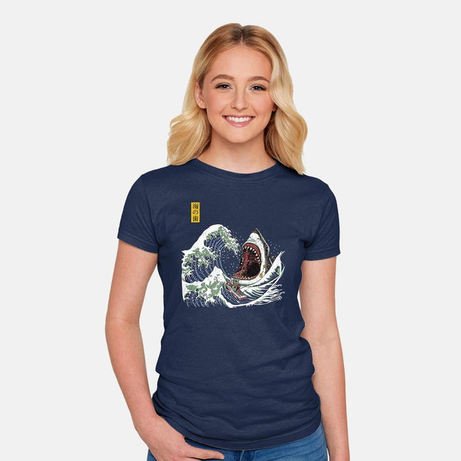 Great White off Amity-womens fitted tee-ninjaink